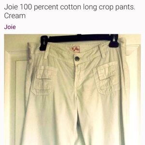 Joie 100 percent cotton long crop pants. Slimming and soft.comfy casual